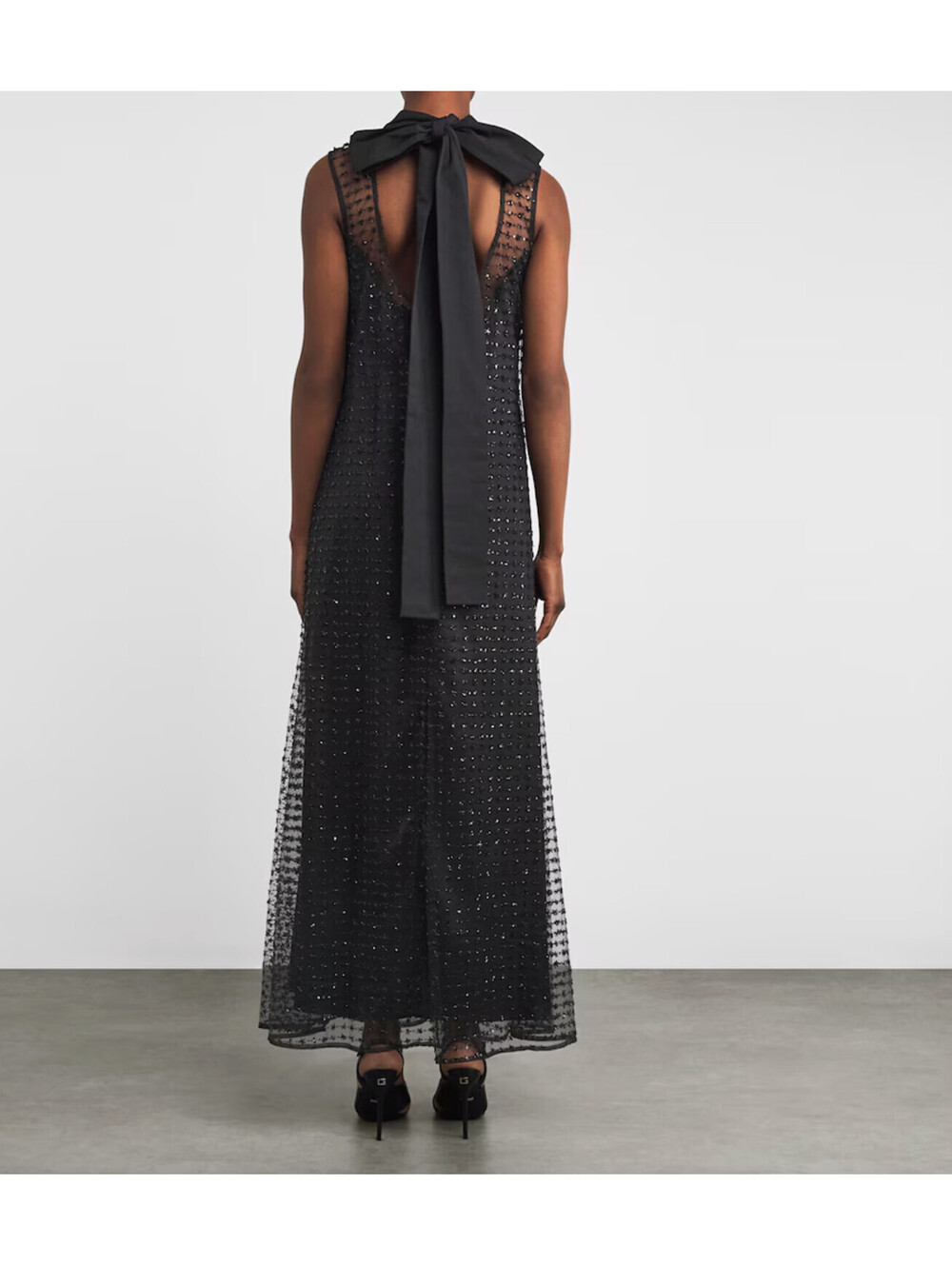 STAUD Albee Embellished Tie Back Stardust Sequin Beaded Organza Dress Gown Small - Picture 7 of 10